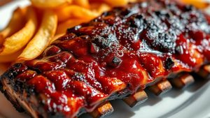 Grams of Saturated Fat in Baby Back Ribs and Chips per Serving?